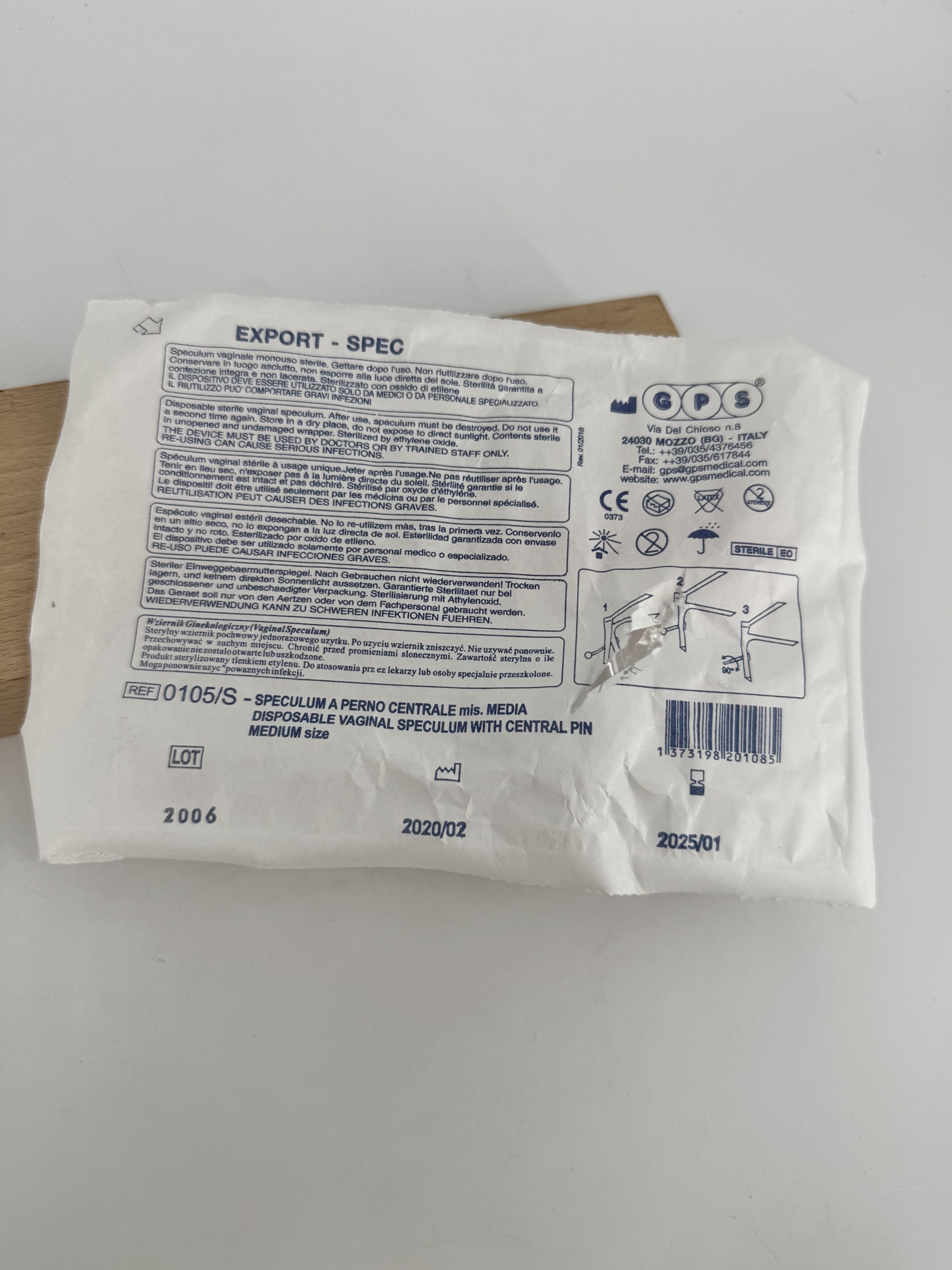 Véritable spéculum vaginal médical, stérile et à usage unique