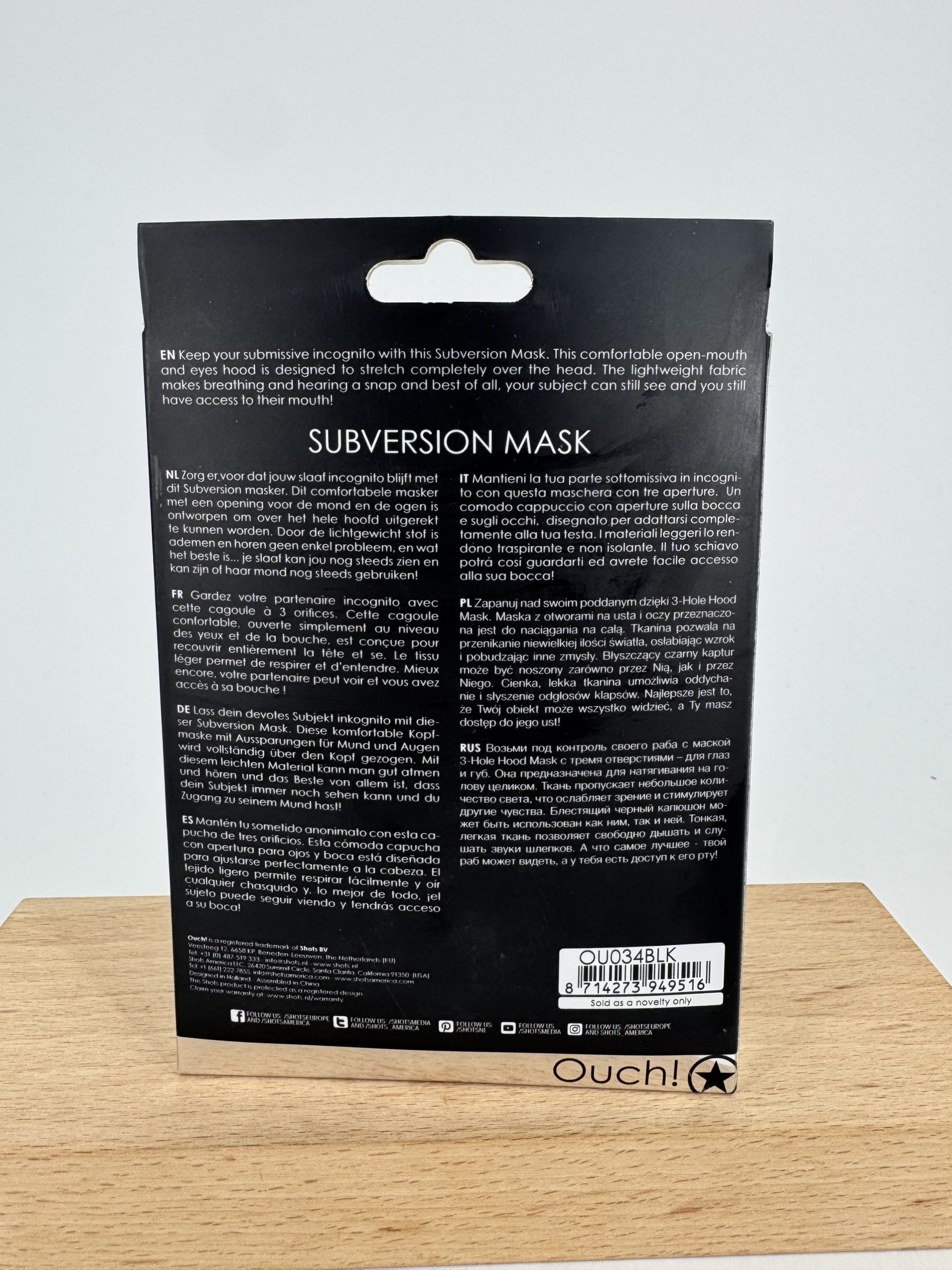 Cagoule BDSM 3 orifices Outch!