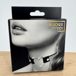 Collier cuir noir SM coeur Bijoux pour toi
