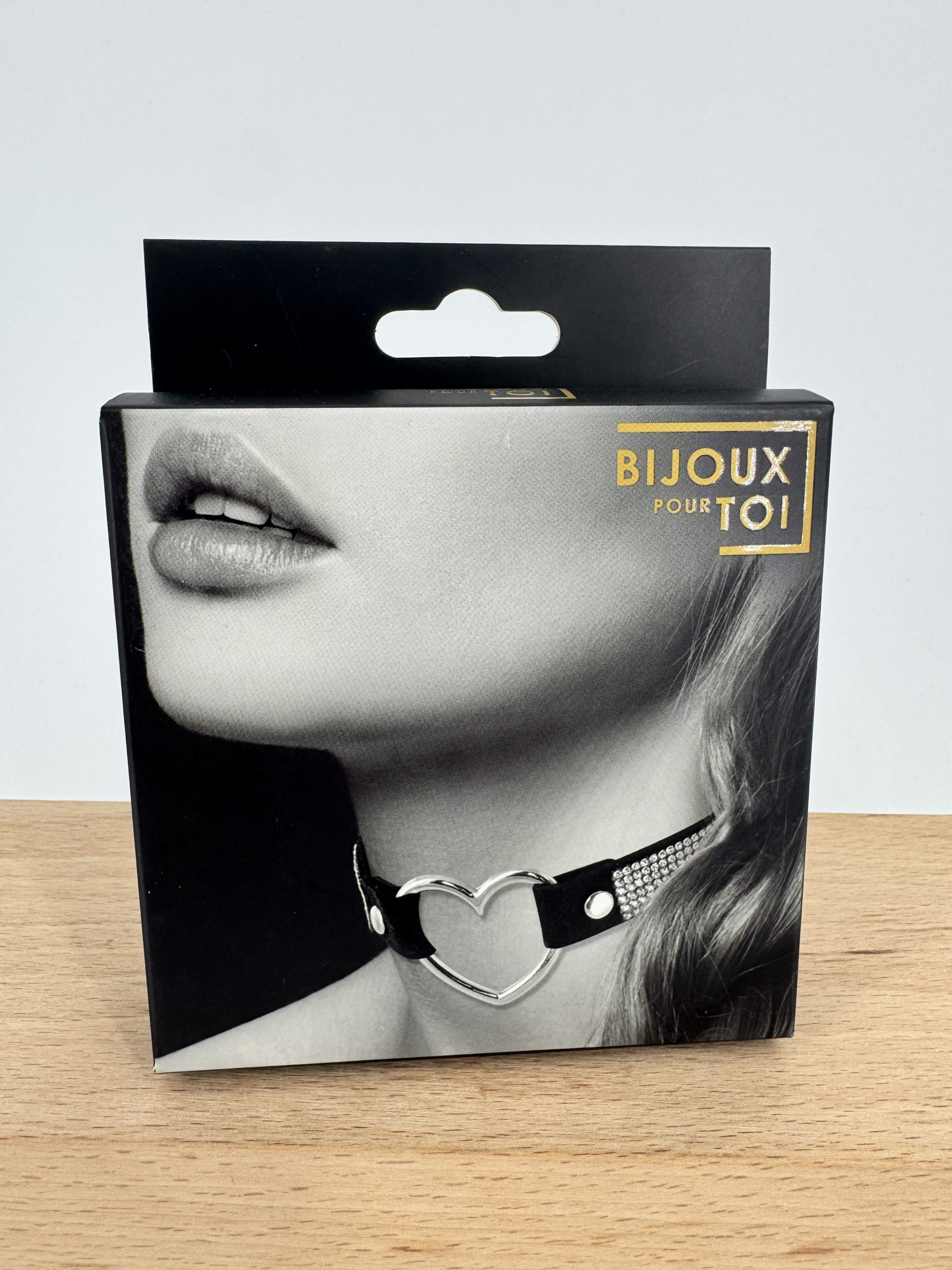 Collier cuir noir SM coeur Bijoux pour toi