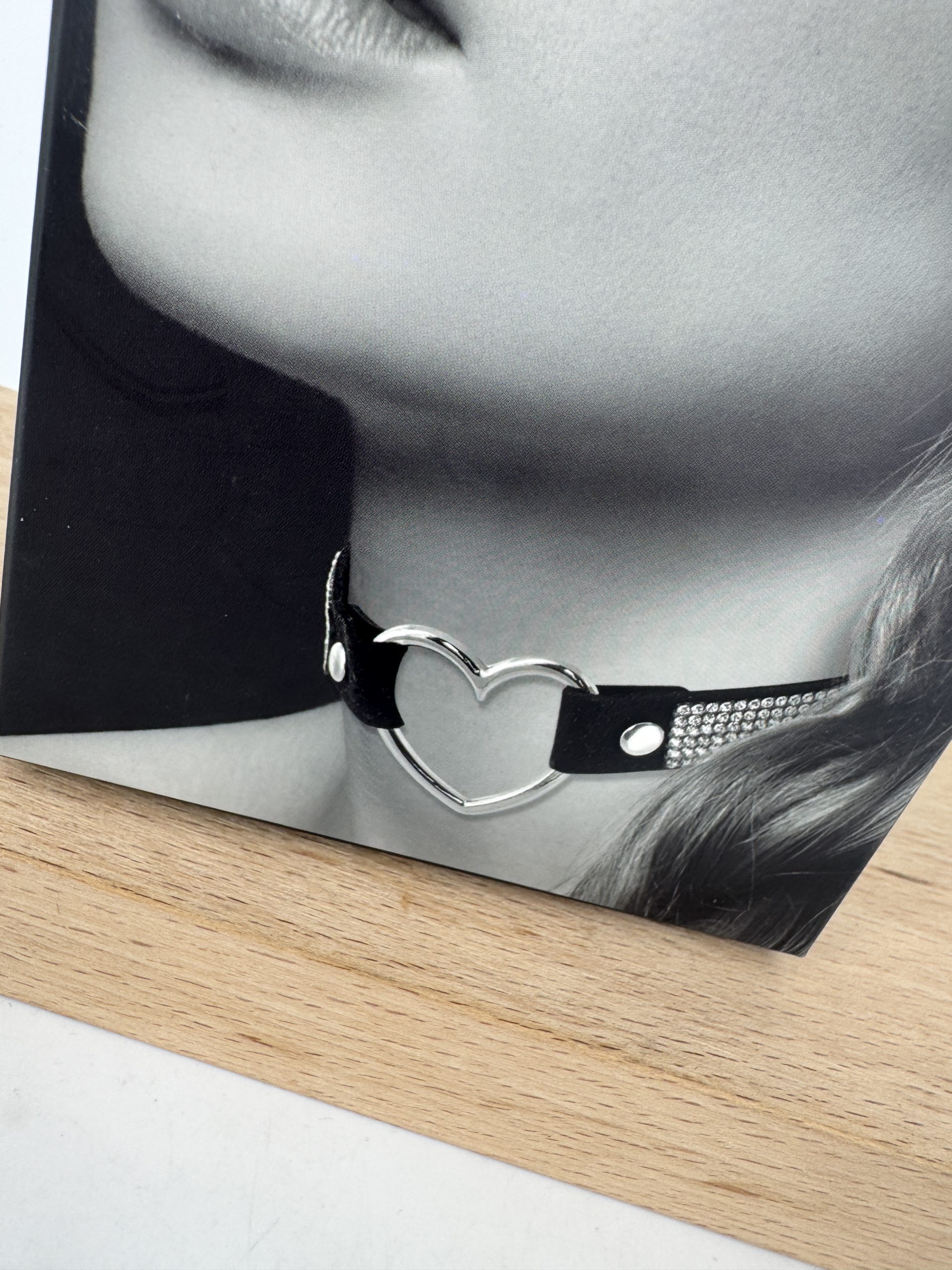 Collier cuir noir SM coeur Bijoux pour toi