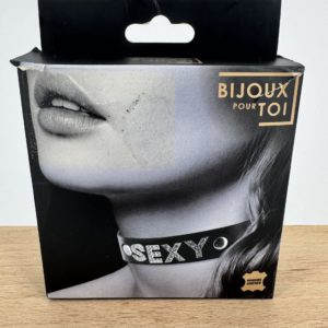 Collier cuir noir SM Sexy strass Bijoux pour toi