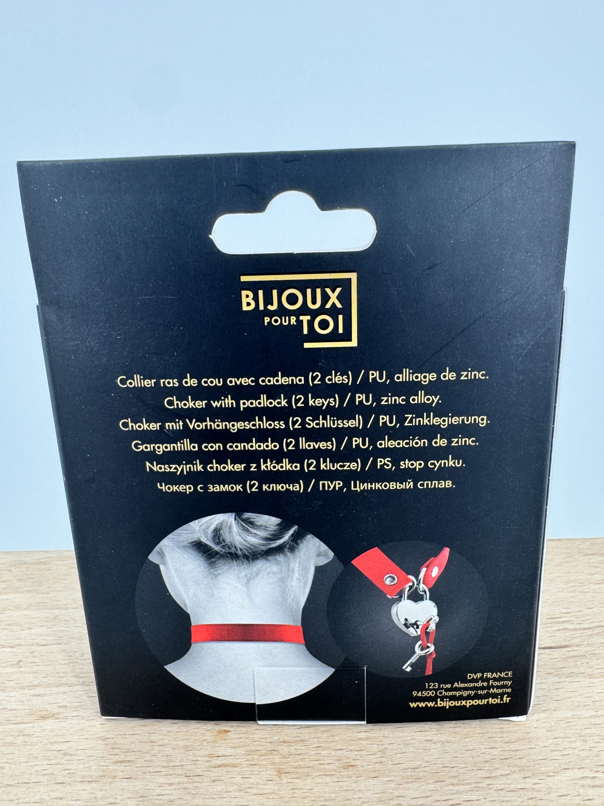 Collier cuir noir SM coeur cadenas Bijoux pour toi