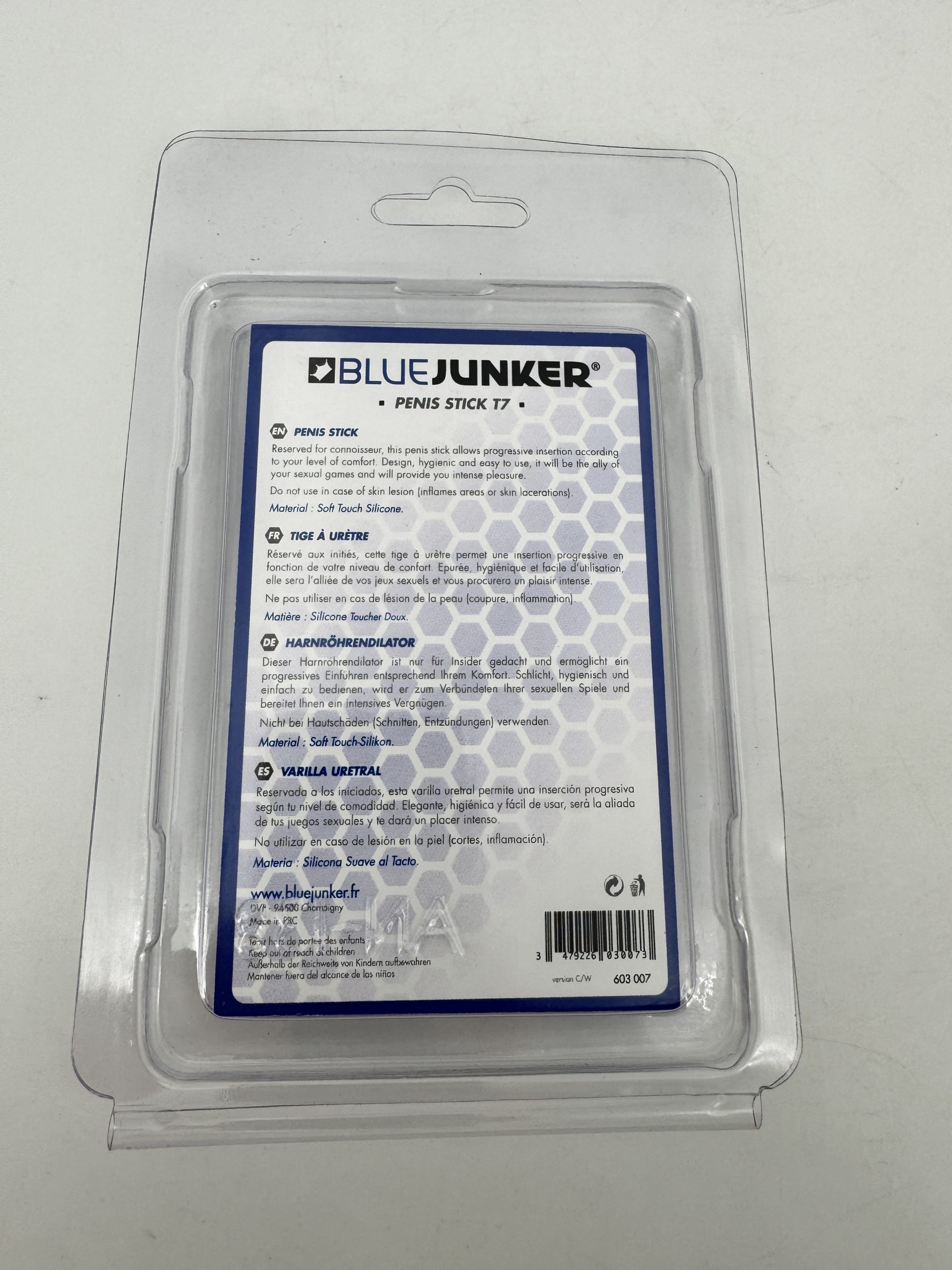 Tige urétrale silicone T17 5,9 cm Blue Junker