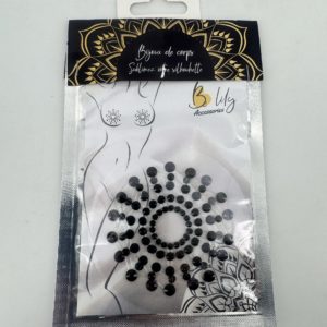 paire de cache-tétons adhésifs aux strass noirs Be Lily