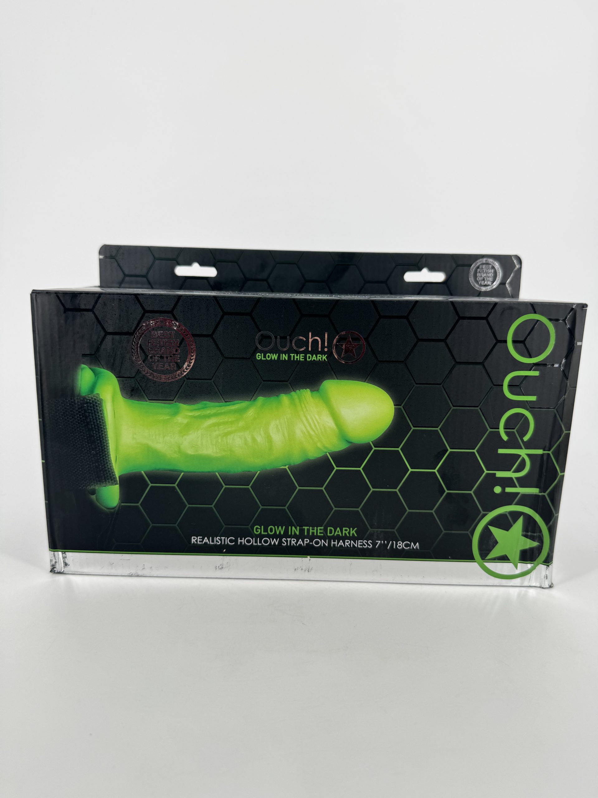 harnais gode-ceinture creux pour elle et lui phosphorescent Ouch