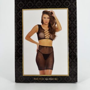 Ensemble lingerie de 2 pièces haut et jupe en résille noir Rene Rofé Sexy