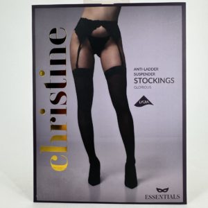 bas à jarretelles anti-accrocs noirs Essentials Christine L/XL