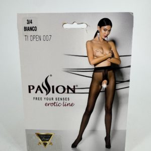 Collants ouverts en voile blanc 3/4 T1 open Passion 007