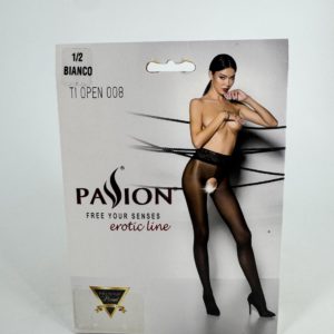 Collants ouverts en voile blanc 30 deniers Passion 1/2 T1 open 008