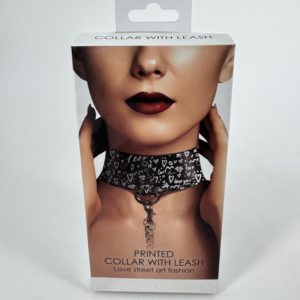 Collier Graffiti Printed Bondage Collar with Leash | BDSM Mistress Slave