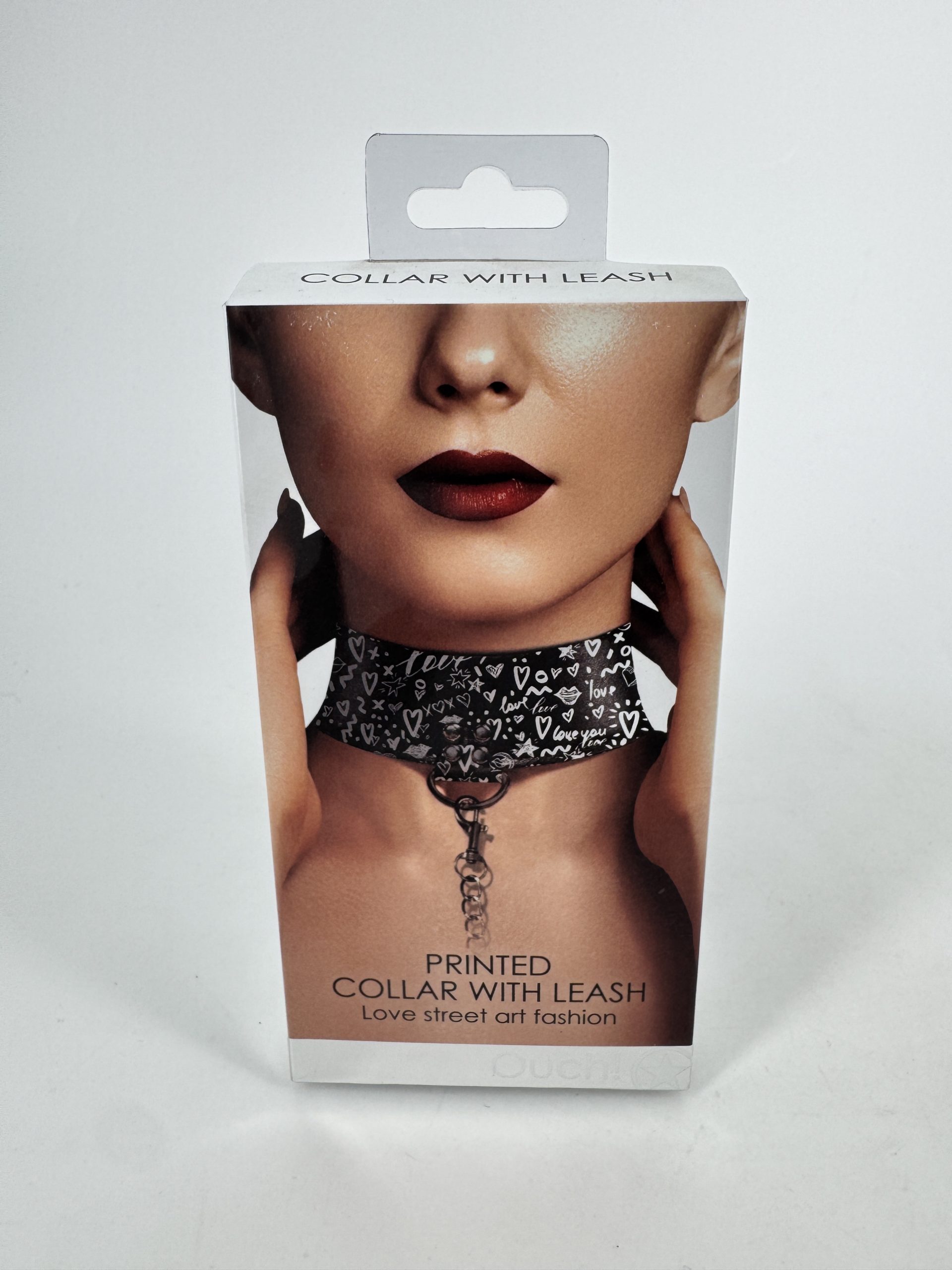 Collier Graffiti Printed Bondage Collar with Leash | BDSM Mistress Slave