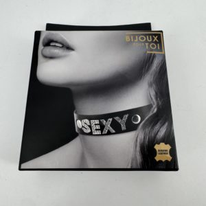 Collier En Cuir Noir SM Avec Sexy En Strass - Bijoux pour toi