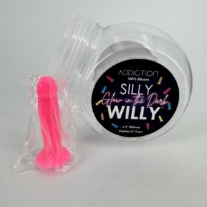 Mini gode Silly Willy Addiction Glow in the Dark - 3.3” Dildo - rose