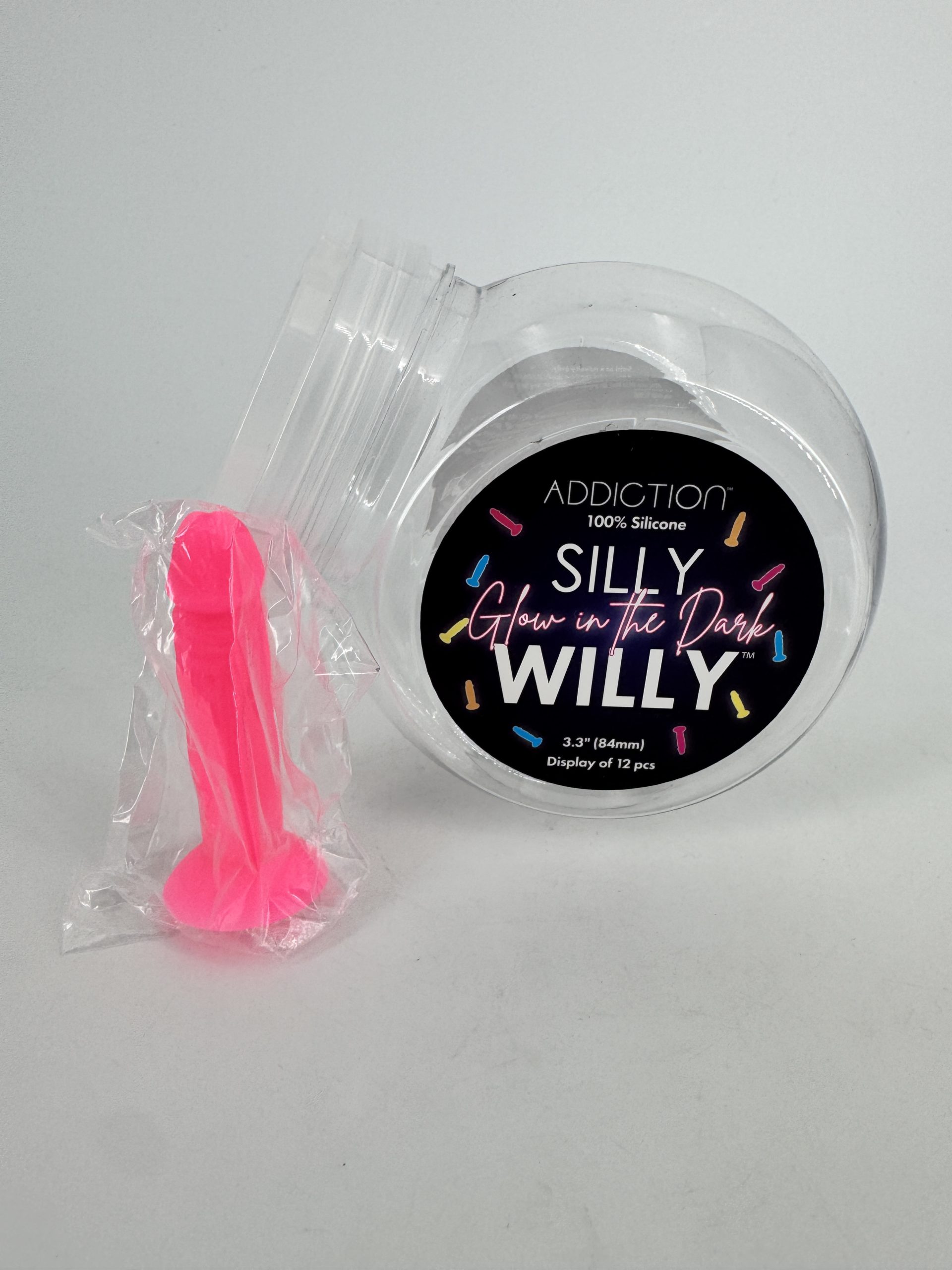 Mini gode Silly Willy Addiction Glow in the Dark - 3.3” Dildo - rose