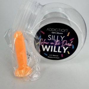 Mini gode Silly Willy Addiction Glow in the Dark - 3.3” Dildo - orange