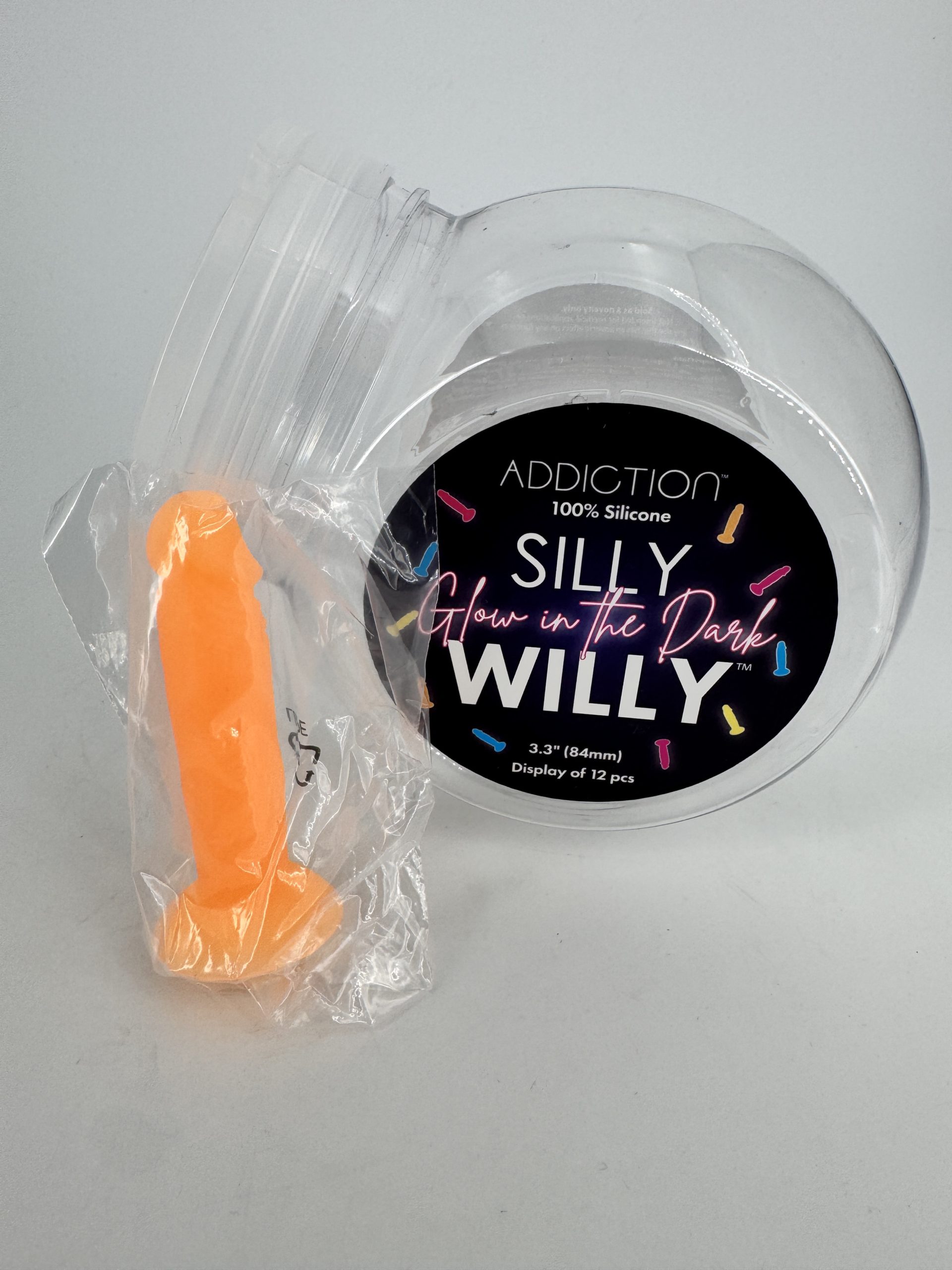 Mini gode Silly Willy Addiction Glow in the Dark - 3.3” Dildo - orange