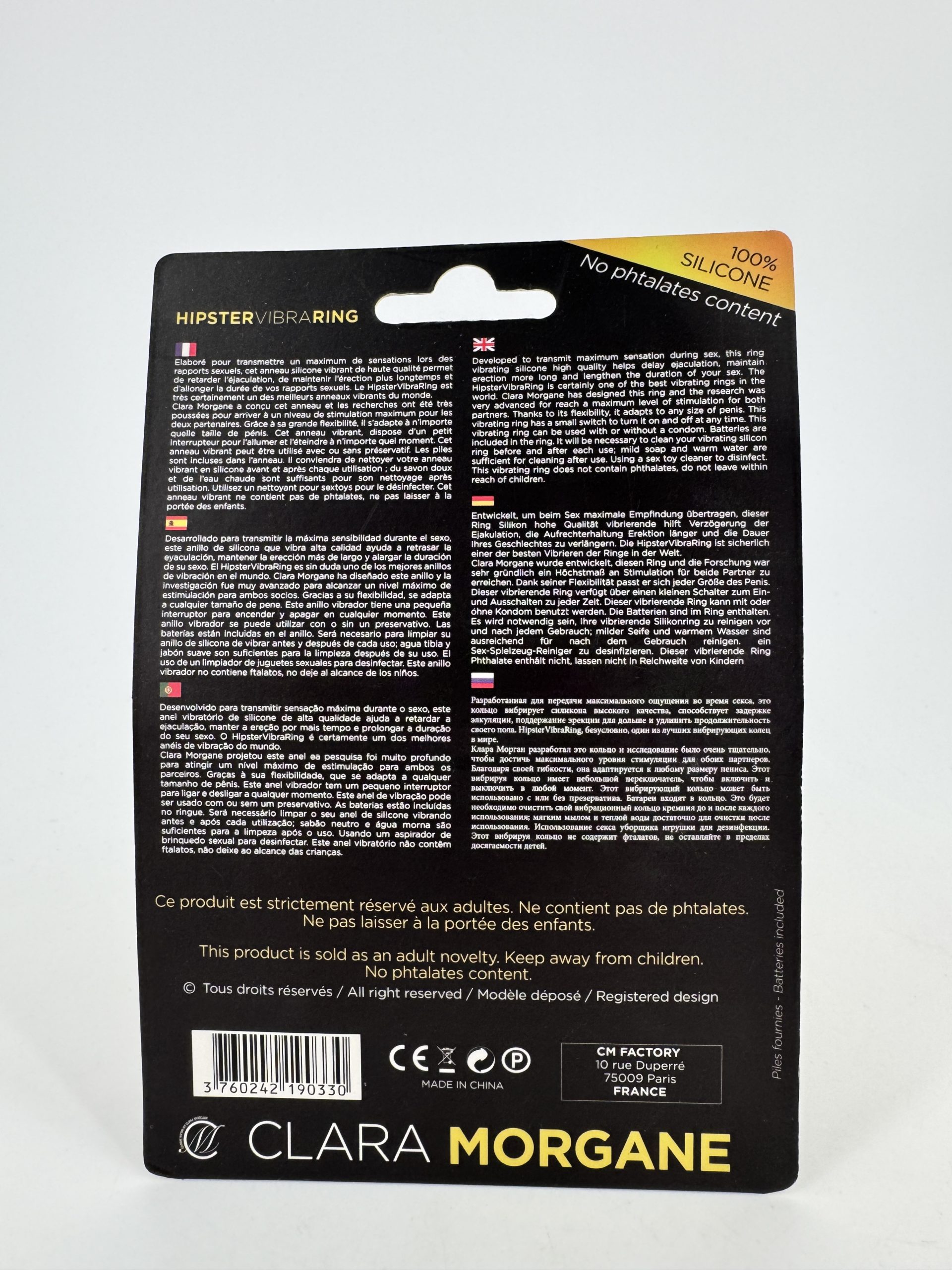 Cockring Anneau Vibrant Hipster Clara morgane - moustache