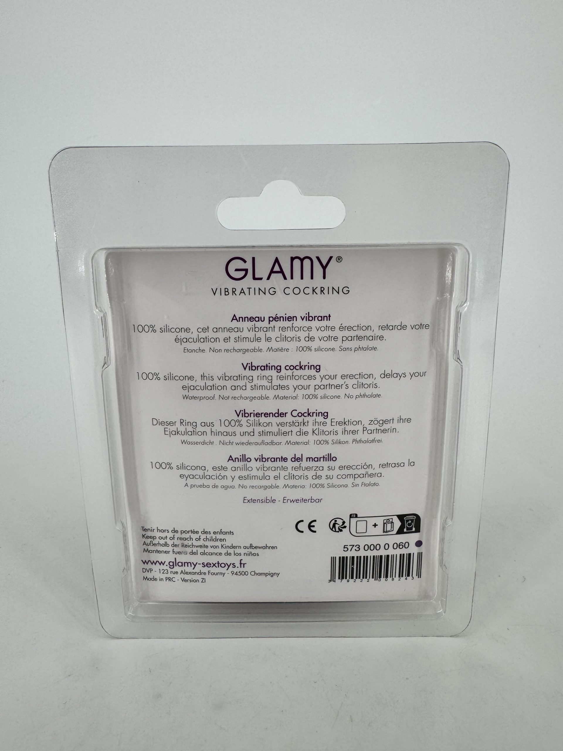 Cockring anneau vibrant silicone violet Glamy