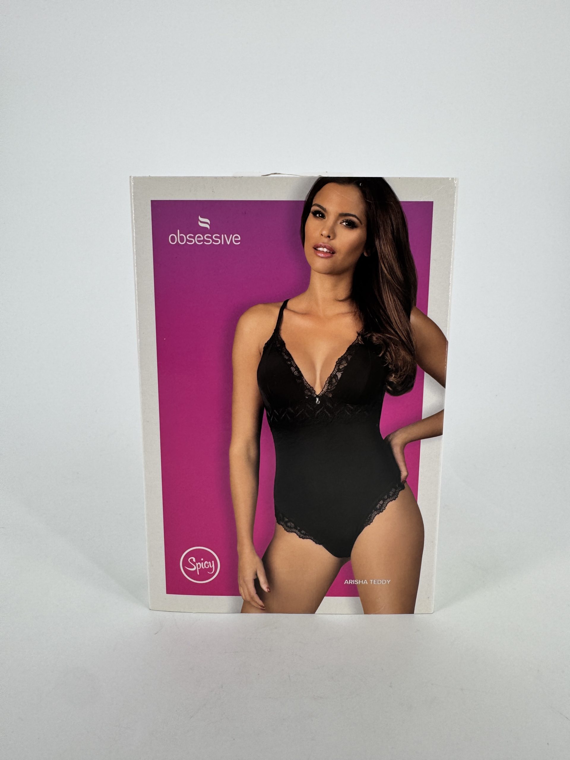 Body ouvert noir satiné Arisha Obsessive - taille S/M