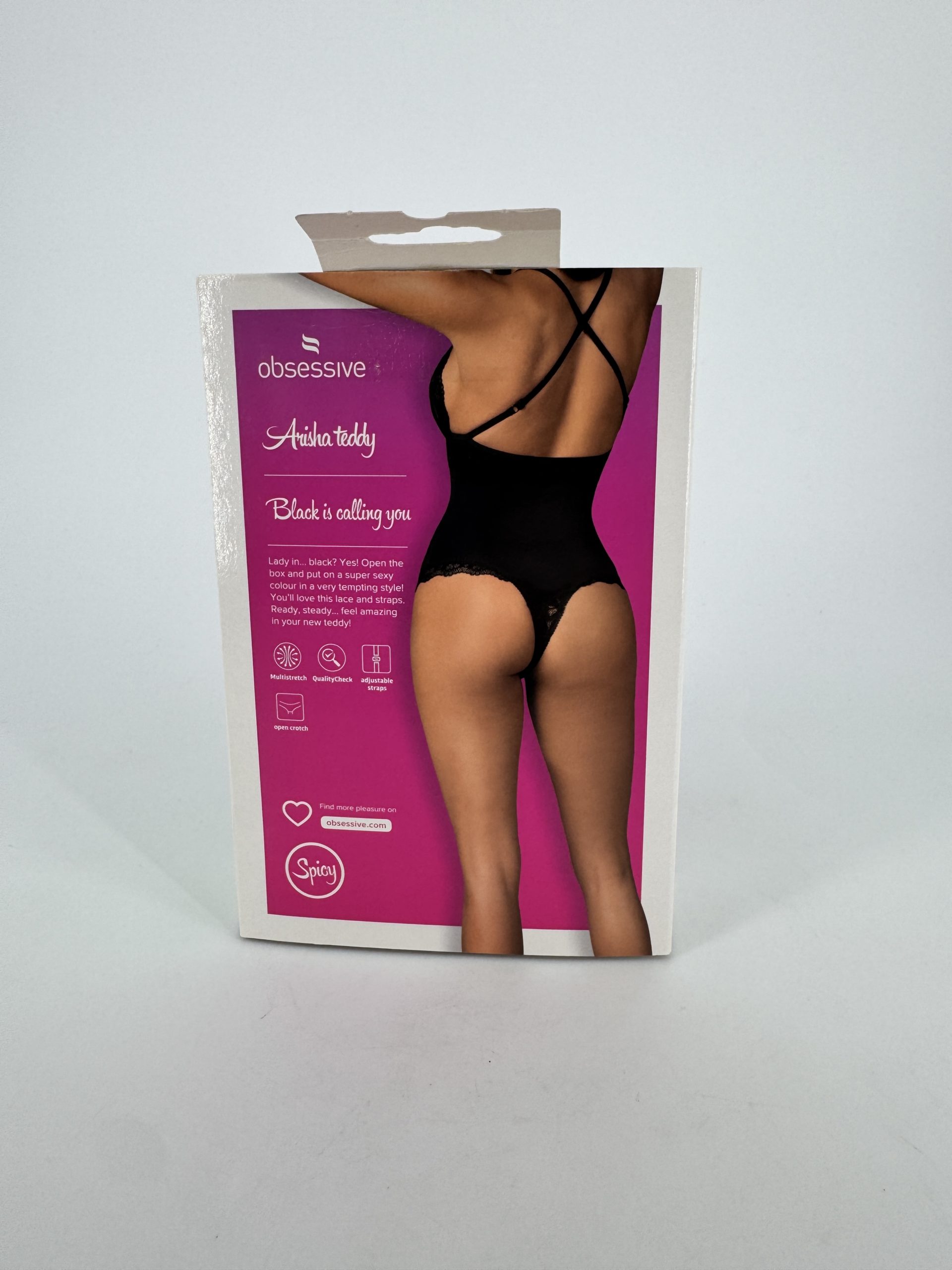 Body ouvert noir satiné Arisha Obsessive - taille S/M