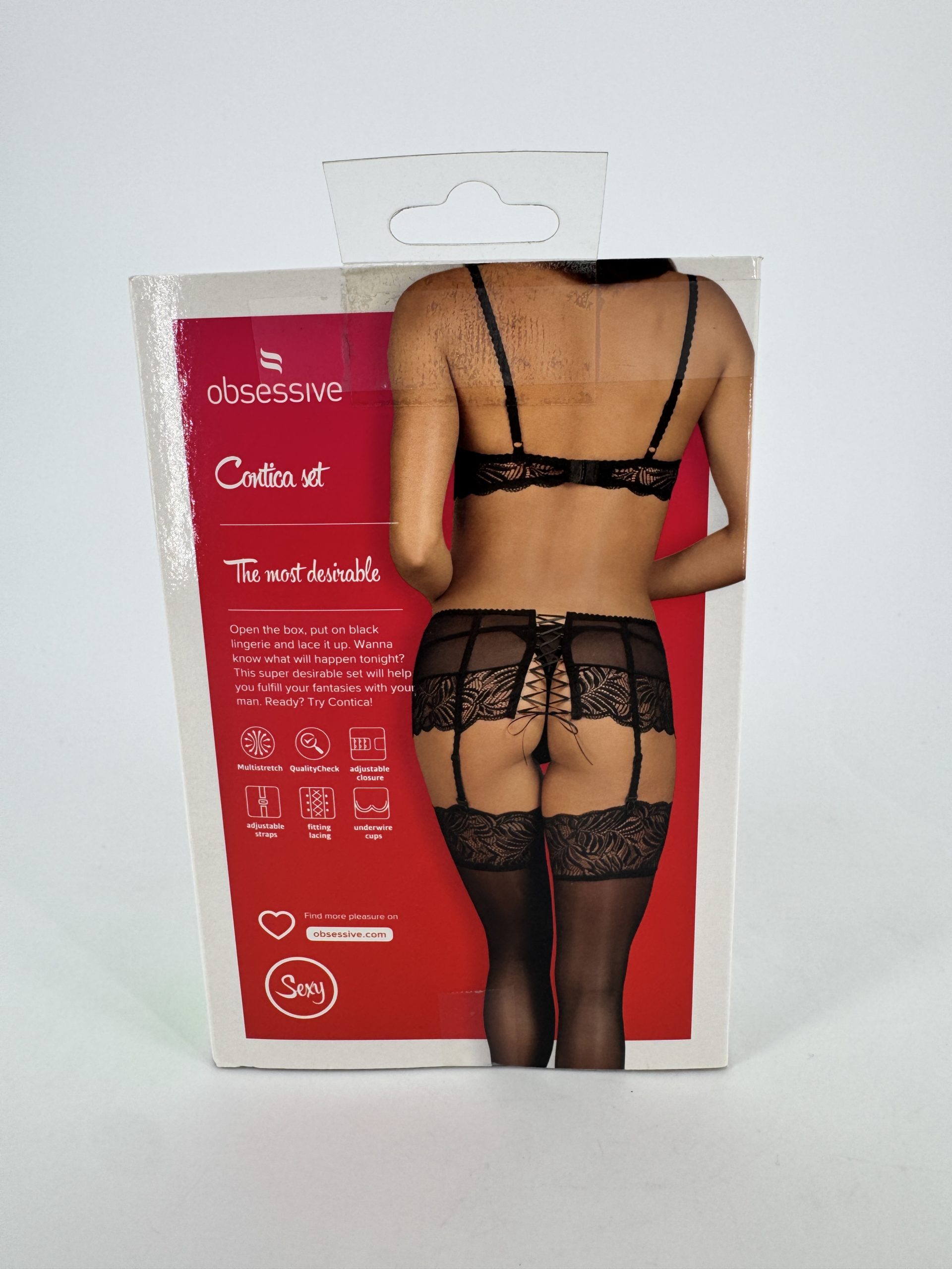 Ensemble avec porte-jarretelles Contica Noir Obsessive - taille S/M