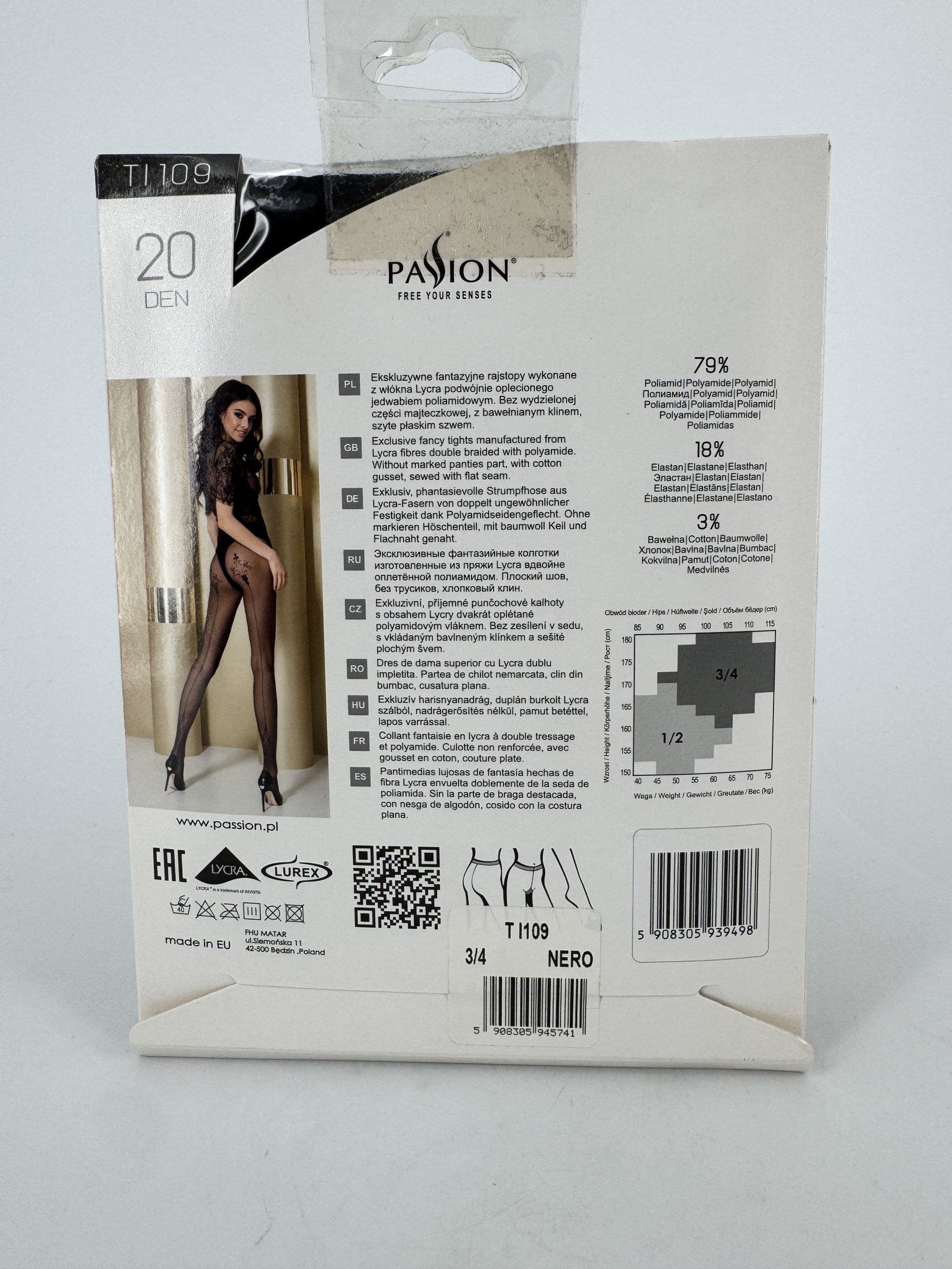 Collants fantaisie couture noir argent Passion TI 109